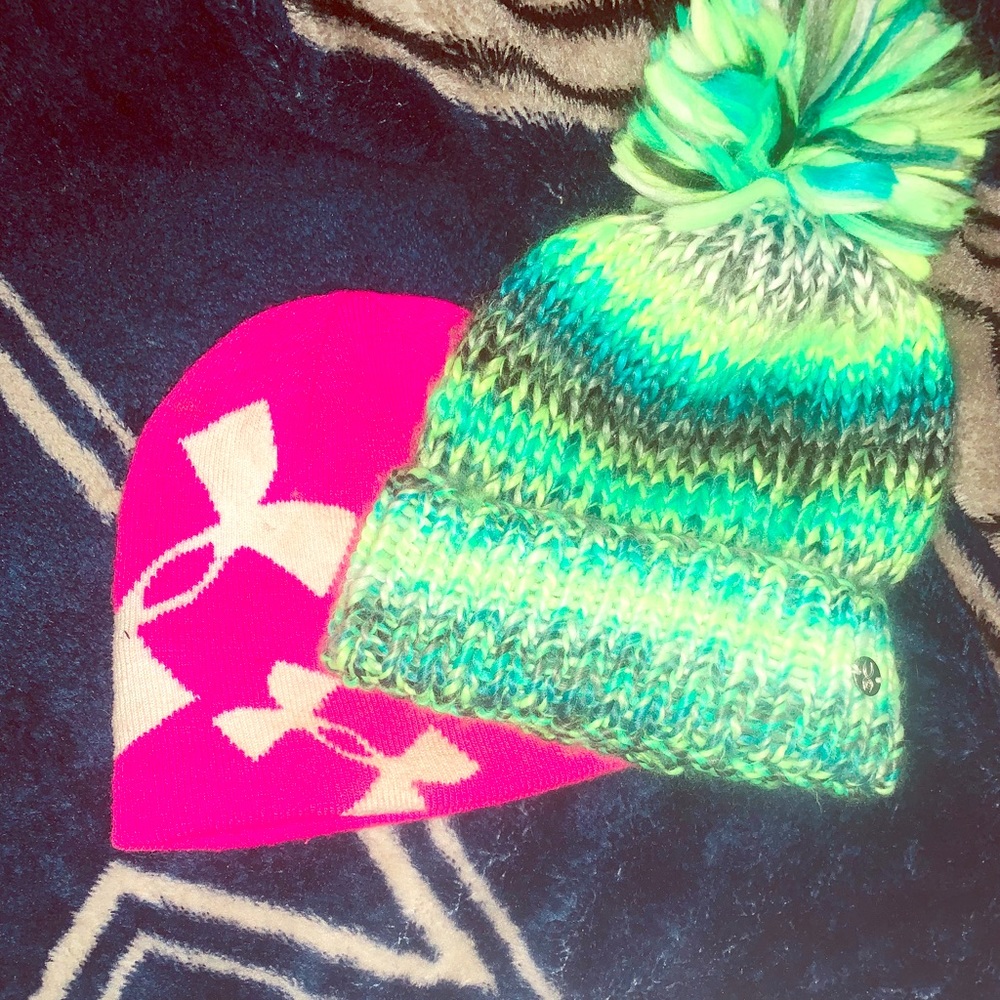Bundle of  Underarmour and Spyder beanies.